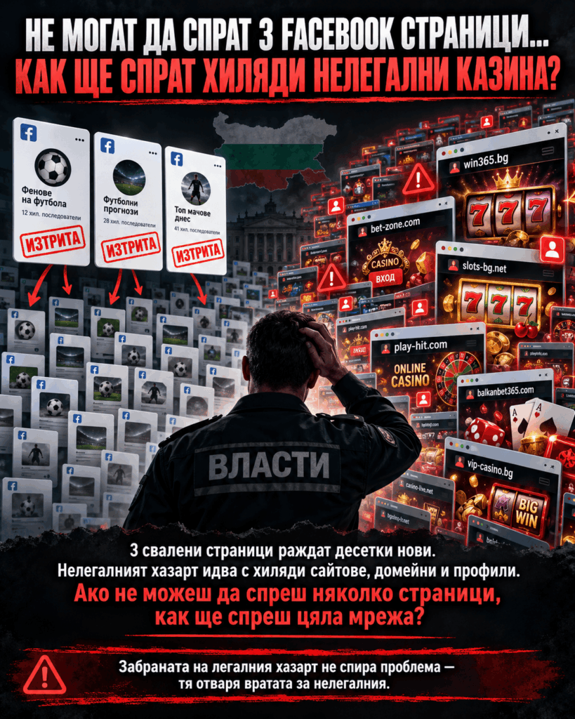 НЕ МОГАТ ДА СПРАТ 3 FACEBOOK СТРАНИЦИ…КАК ЩЕ СПРАТ ХИЛЯДИ НЕЛЕГАЛНИ КАЗИНА?